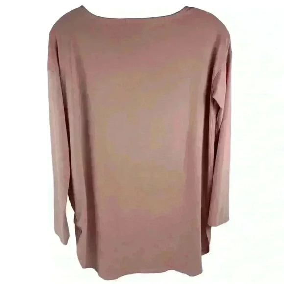 J Jill Luxe Supima Tunic Top XS Pink Solid Drop Shoulder Boat Neck Tee Womens - Picture 7 of 8